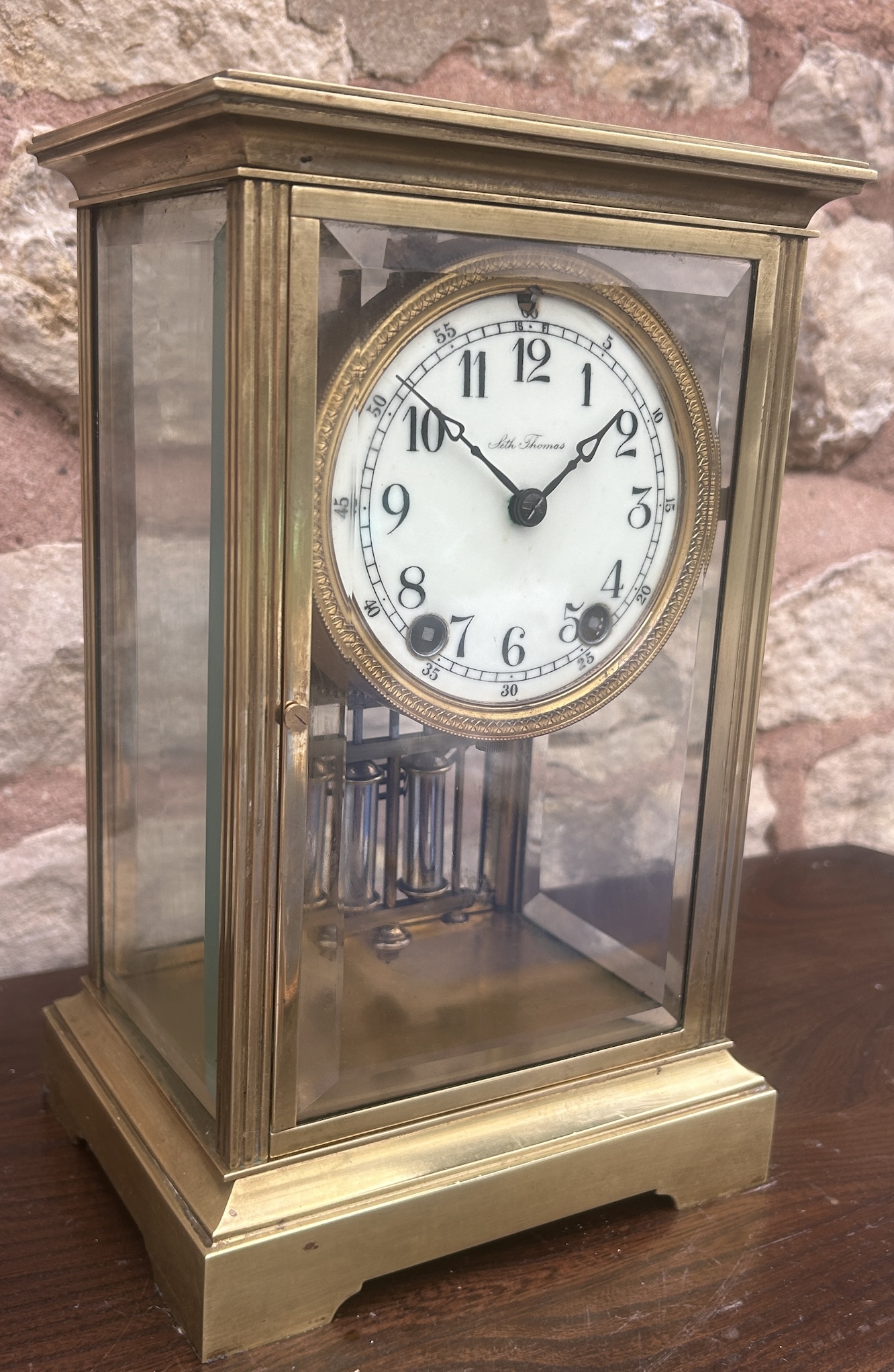 Wonderful Seth Thomas Four Glass Case Mantel Clock – Ca 1900 Mantel Clock Antique Clocks 4